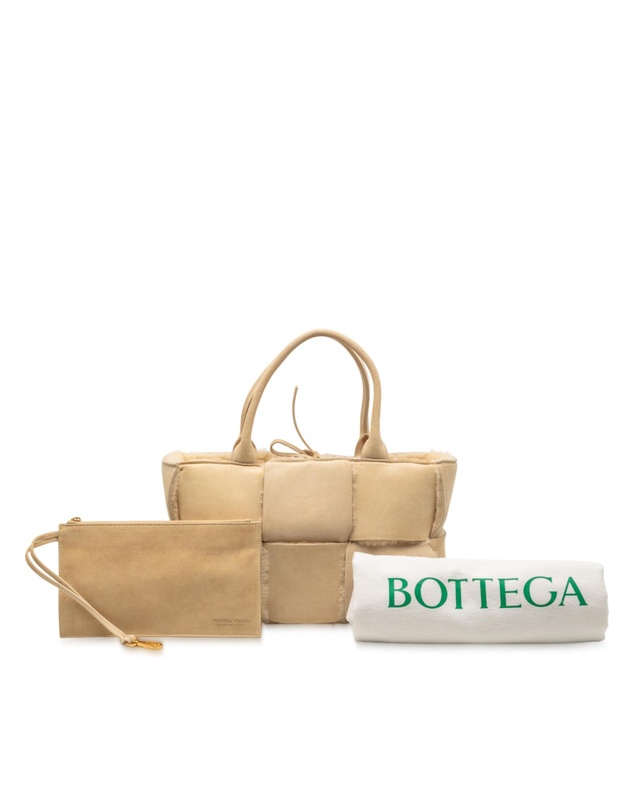 Pre-Loved by Azura Reborn - Pre-Loved Small Suede and Shearling Maxi Intrecciato Arco Tote