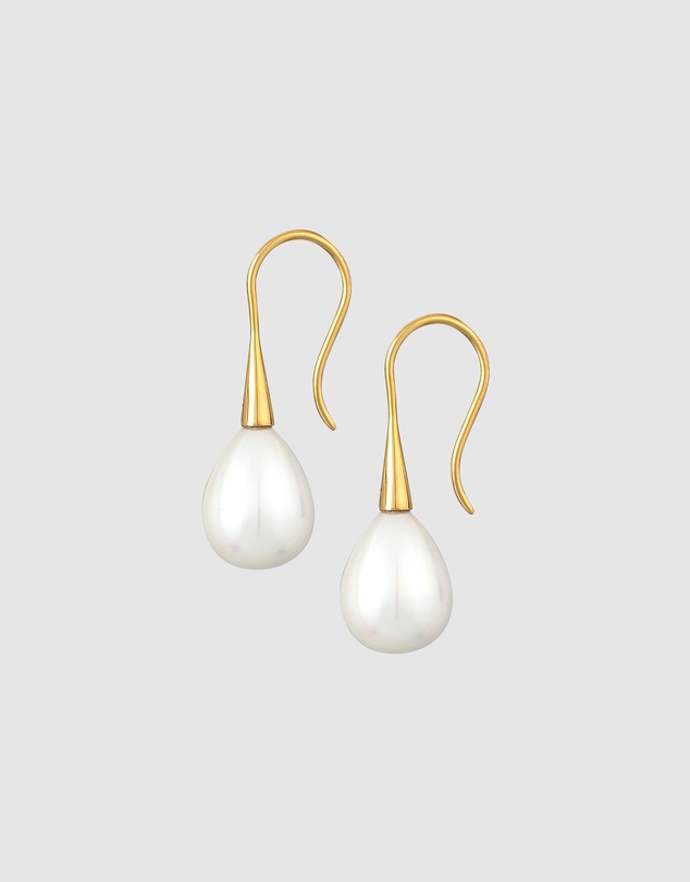 Elli Jewelry - Shell Pearl Drop Earrings in Gold-Plated 925 Silver