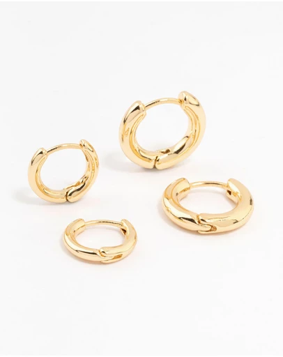Lovisa - Gold Plated Thin Small Huggie Earrings 2-Pack