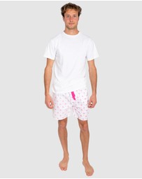 Sant And Abel - Men's Pink Palm Tree Sleep Shorts