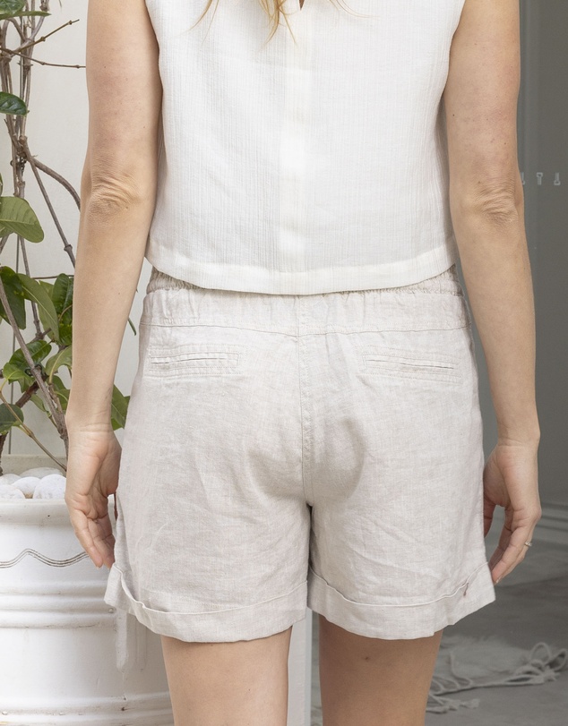 Angel Maternity - Zola Maternity Linen Shorts In Sand