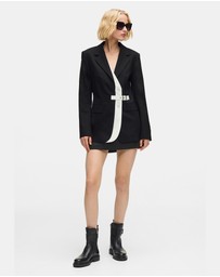 Karl Lagerfeld - Belted Contrast Lapel Blazer