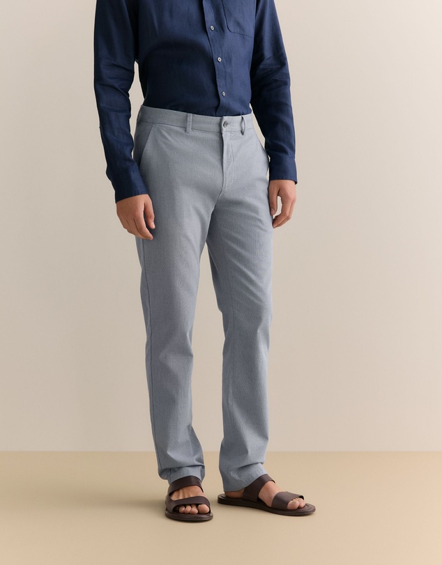 Trenery - Regular Fit Yarn Dyed Cotton Dobby Chino in Strong Blue