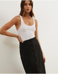 Atmos&Here - Isla Linen Blend Button Up Midi Skirt