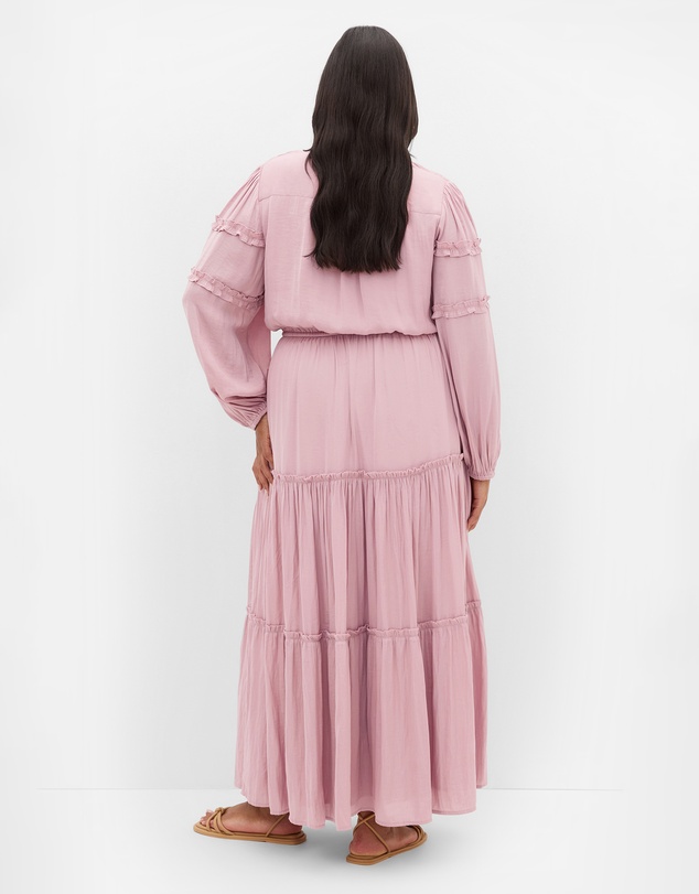 City Chic - Plus size Drama Queen Long Sleeve Maxi Dress - dusty pink