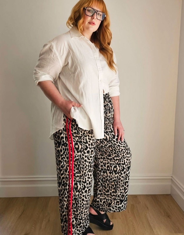 Hope & Harvest - Elio Pants Leopard Print w Red Stripe