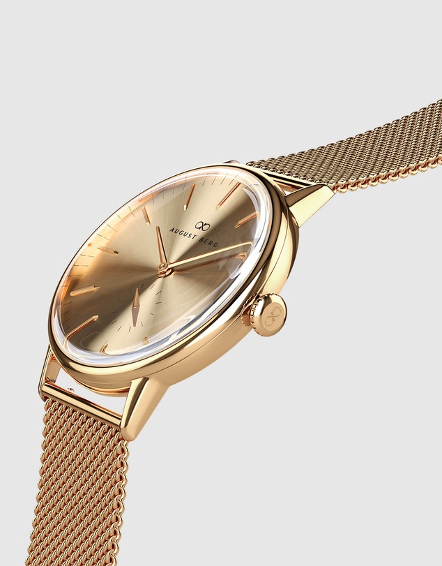 August Berg - Serenity 40mm Gold Plated Mesh Watch