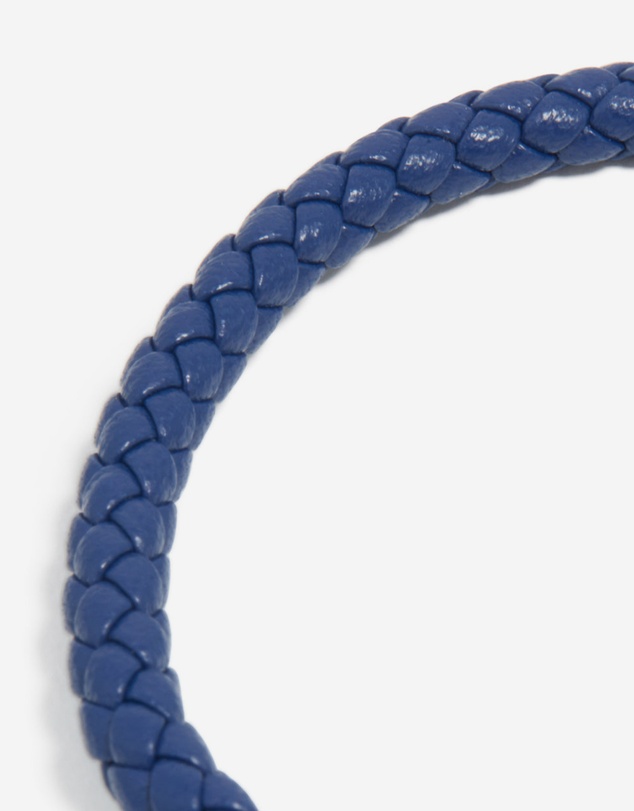 Lovisa - Waterproof Gold Plated Stainless Steel Blue PU Leather Braided Chunky Link Bracelet