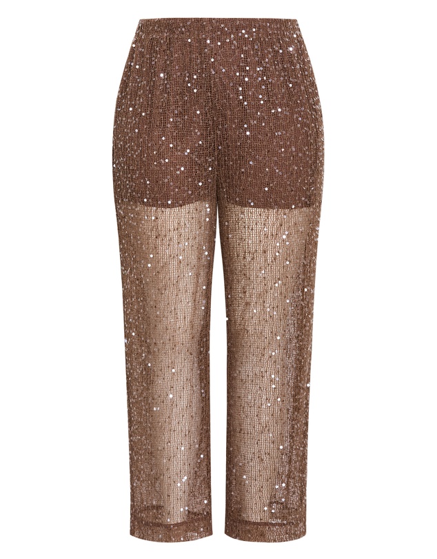 City Chic - Plus size Starlit Sequin Pant - mocha