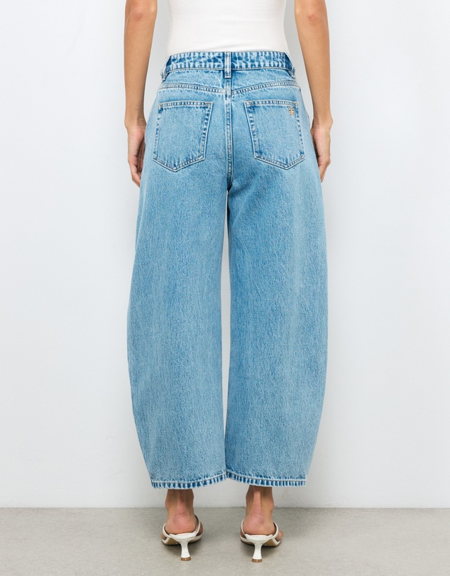 AERE - Mid Rise Seam Detail Barrel Leg Jeans