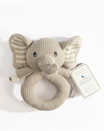 Living Textiles - Knitted Ring Rattle - Mason the Elephant