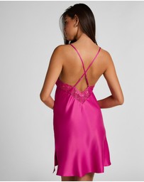 Hunkemoller - Short Satin Lace Peonie Slip Dress