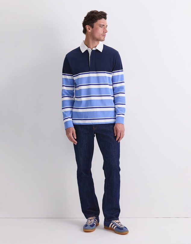 Sportscraft - Long Sleeve Stripe Rugby Polo