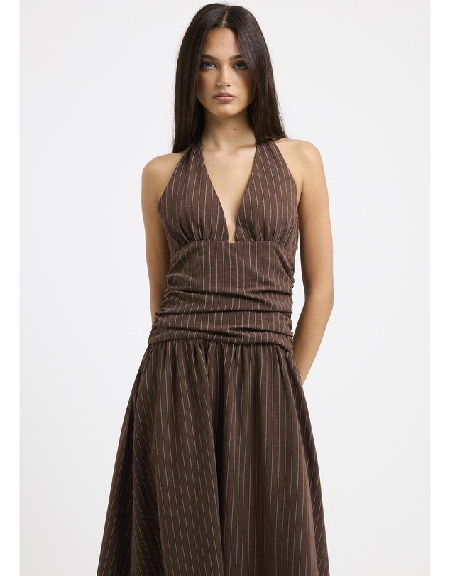 Subtitled - Alex Plunge Striped Maxi Dress