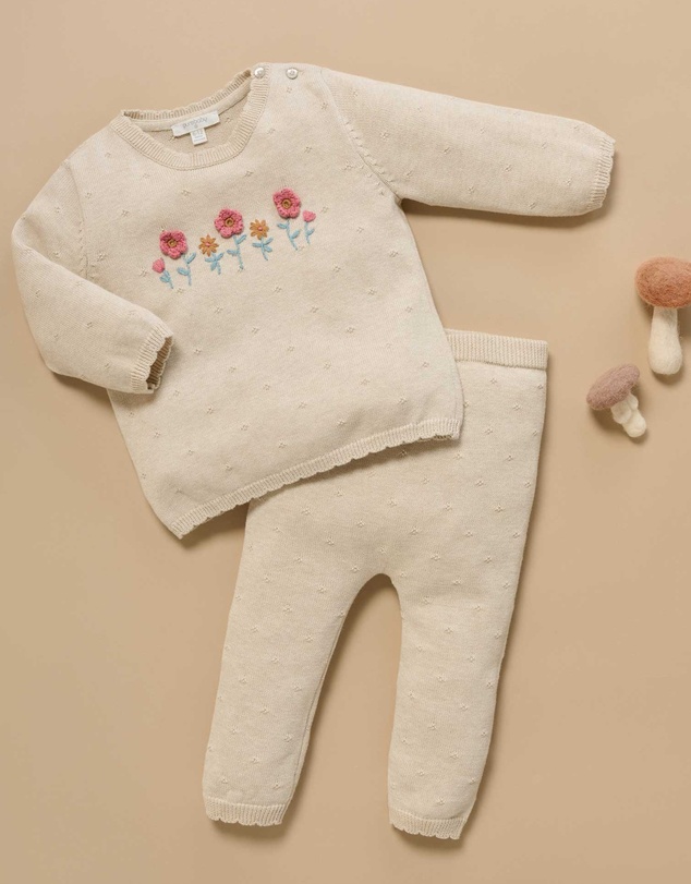 Purebaby - Scalloped Knit Set -Kids-Babies