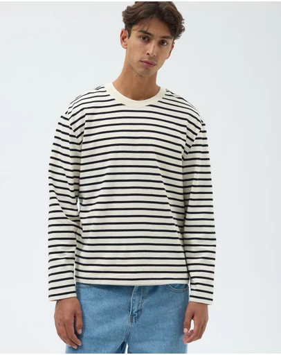 AERE - Heavyweight Stripe LS Tee