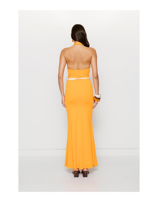 The Wolf Gang - Giro Halter Dress - Tangerine Swirl