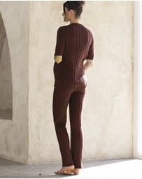 Angel Maternity - Sherry Wide Rib Maternity Lounge Pant in Chocolate Truffle