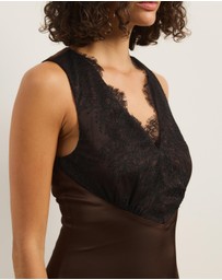 Atmos&Here - Gia Satin Midi Dress With Lace Detail