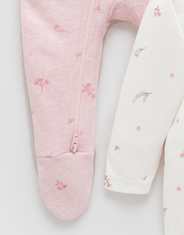 Purebaby - 2 Pack Zip Growsuit-Babies