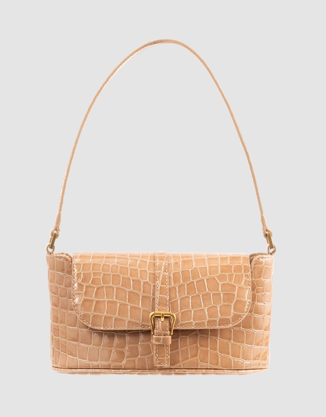 By Far - Miranda Baguette Croco Embossed Leather Bag