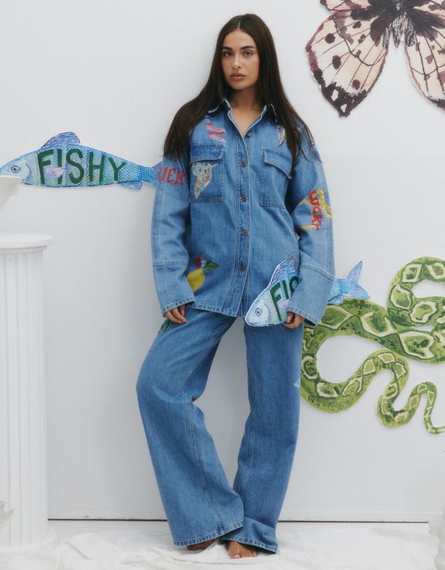 MAKU - Tattoo Denim Shacket