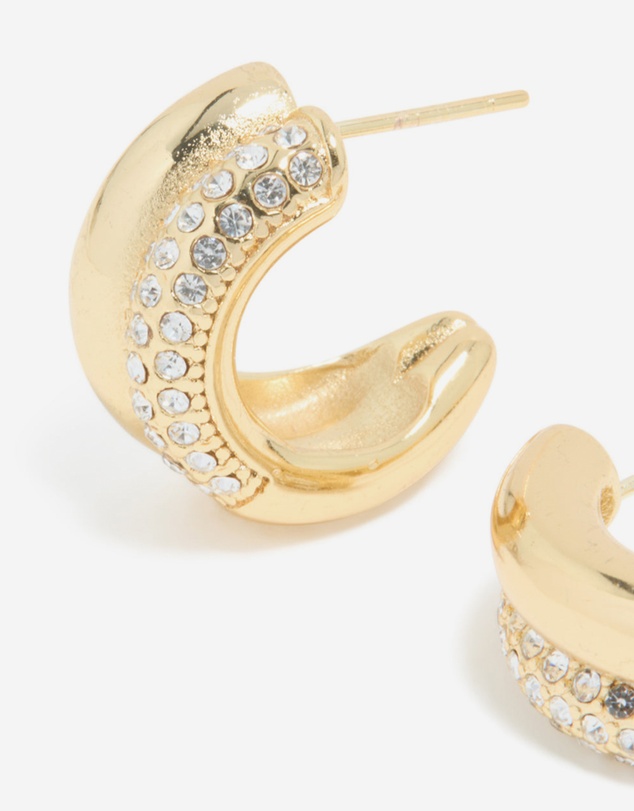 Lovisa - Waterproof Gold Plated Stainless Steel Cubic Zirconia Pave Illusion Hoop Earrings