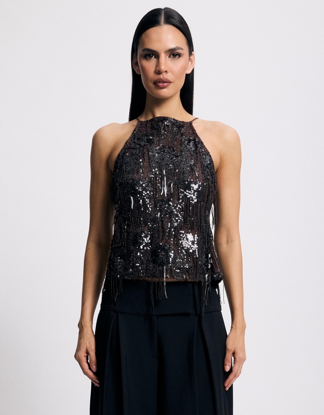 Lover - Xylia Drop Sequin Tie Back Top
