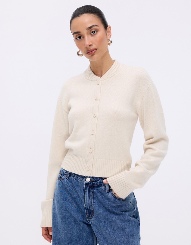 Minima Esenciales - Alma Wool Cashmere Blend Knit Bomber Cardigan