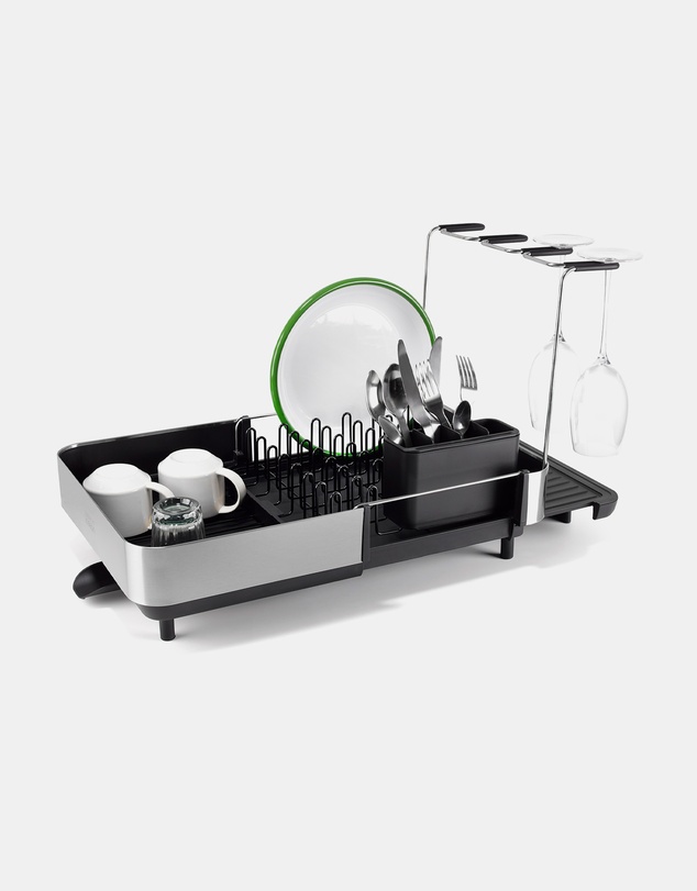 Joseph Joseph - Extend™ Steel Plus Expandable Black Dish Drainer with Wine Glass Rack