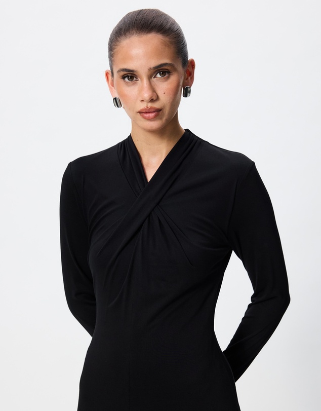 Tussah - Daphne Cross Neck Long Sleeve Midi Dress