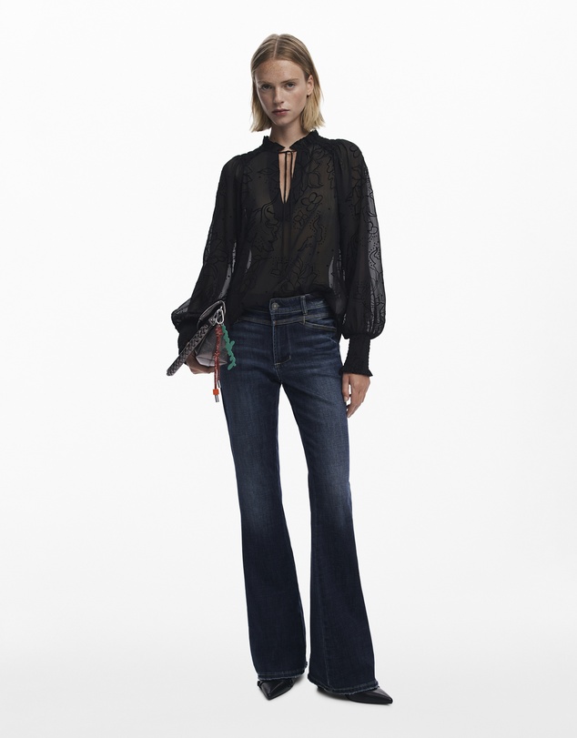 Desigual - Flocked Sheer Blouse