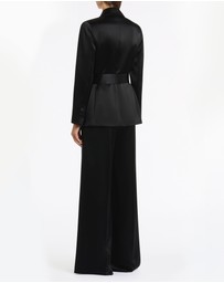 Carla Zampatti - Black Satin Acetate Deep Pleat Pant