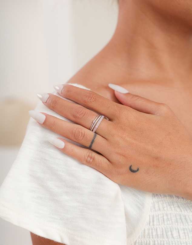 Elli Jewelry - Crystal Stacking Ring Set in 925 Silver