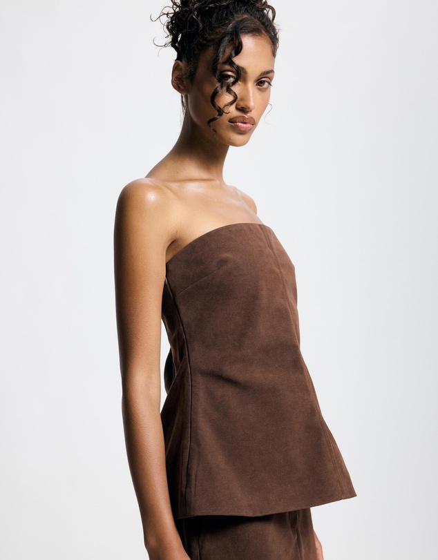 Lover - Vesper Suede Look Strapless Top