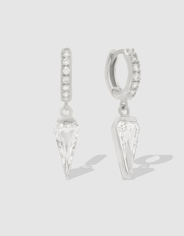 Wanderlust + Co - Diamond Gem Silver Baby Huggie Earrings