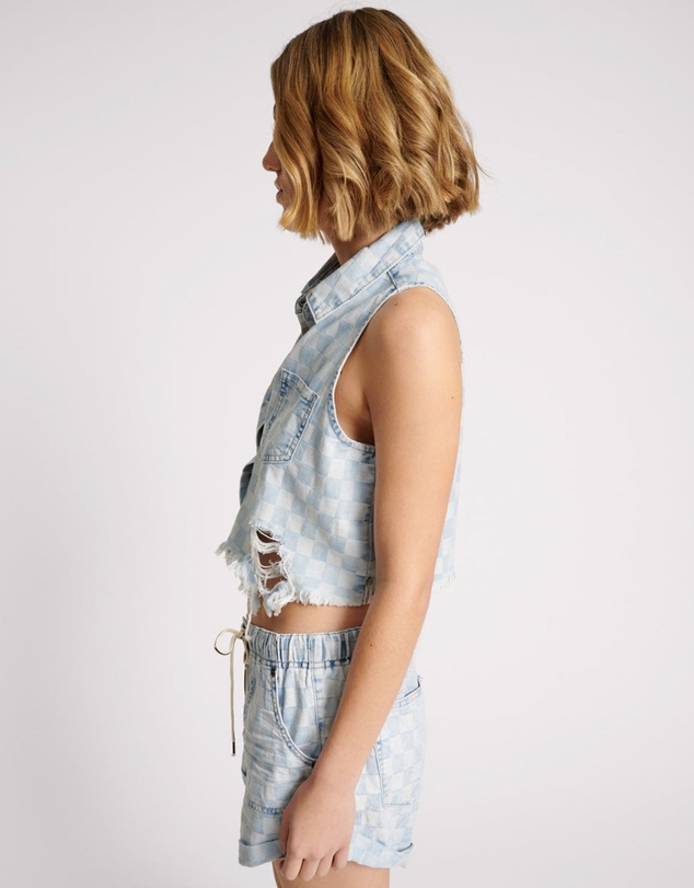 ONE TEASPOON - Checkmate Denim Braxton Top