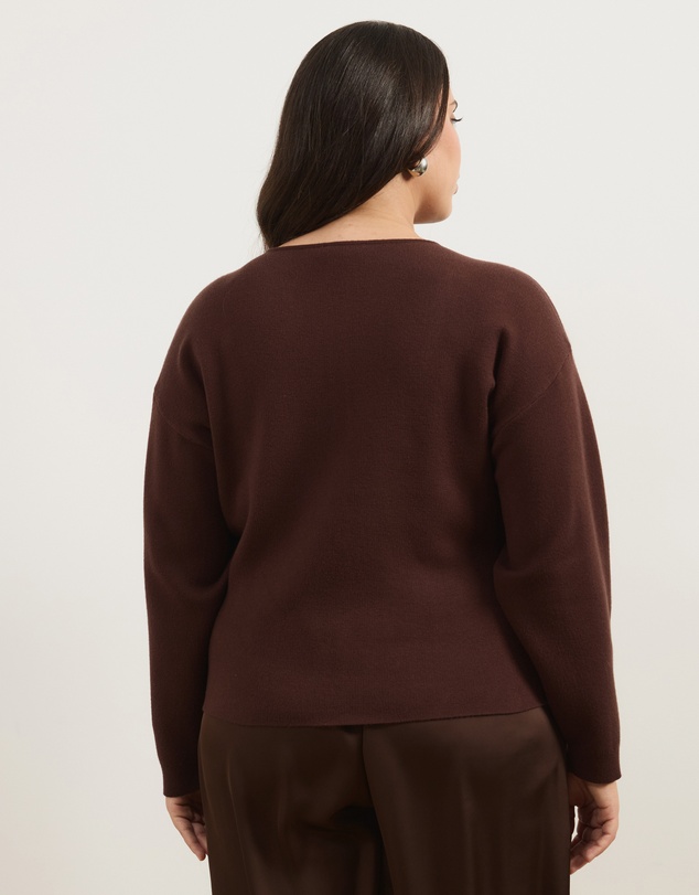 Atmos&Here Curvy - Rue Button Up Split Hem Knit Cardigan
