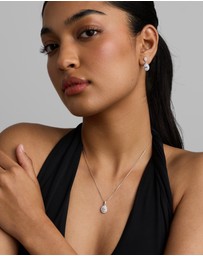 Michael Hill - Pear Cubic Zirconia Halo Pendant Necklace in Sterling Silver