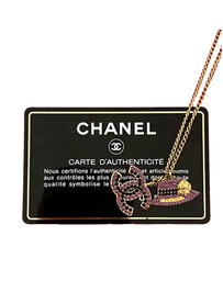Pre-Loved by Azura Reborn - Pre-Loved Gold Plated Rhinestone CC and Camellia Hat Pendant Necklace