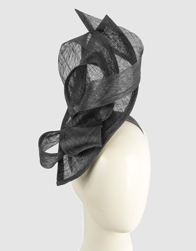 Max Alexander - Tall Black Sinamay Fascinator Headband
