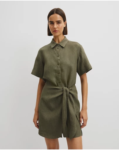 Country Road - Organically Grown Linen Mini Linen Shirt Dress