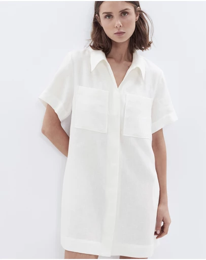 UNISON - Collared Linen Utility Dress