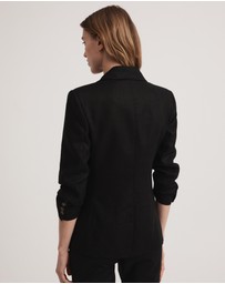 Witchery - Linen Double-breasted Crop Sleeve Blazer