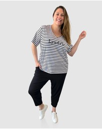 Love Your Wardrobe - LYW & Co Embroidered Stripe Tee