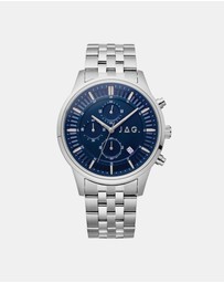Jag - Albany Mens Blue Dial 45mm Silver Watch