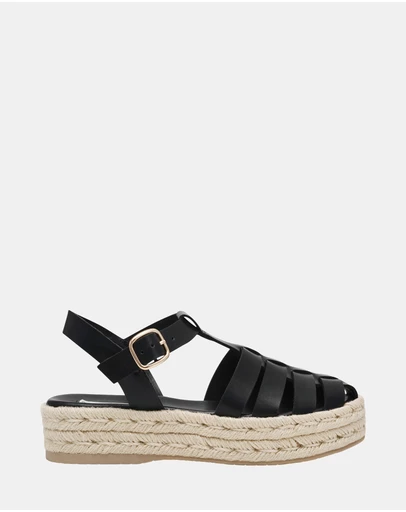 Steve Madden - Marlin Black Leather Sandals