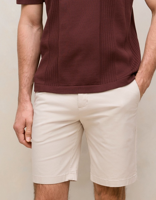 Trenery - Cotton Twill Chino Short in Stone