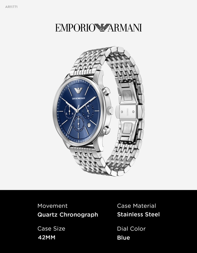 Emporio Armani - Silver Tone Chronograph Watch