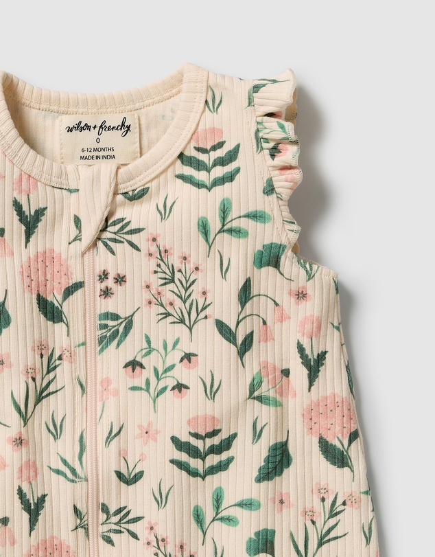Wilson & Frenchy - Sweet Bloom Organic Ruffle Zipsuit - Babies